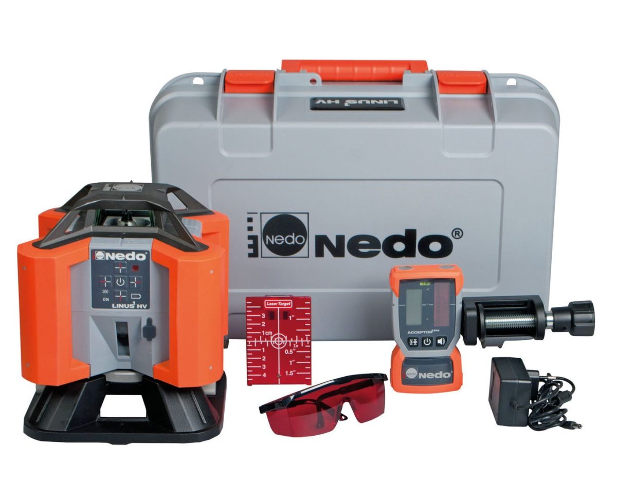 Linus_lieferumfang-1200x947-1.jpg NEDO LINUS 1 – AKTIONSANGEBOT incl. Kurbel-Stativ, Flexilatte und Empfänger – Bild 1