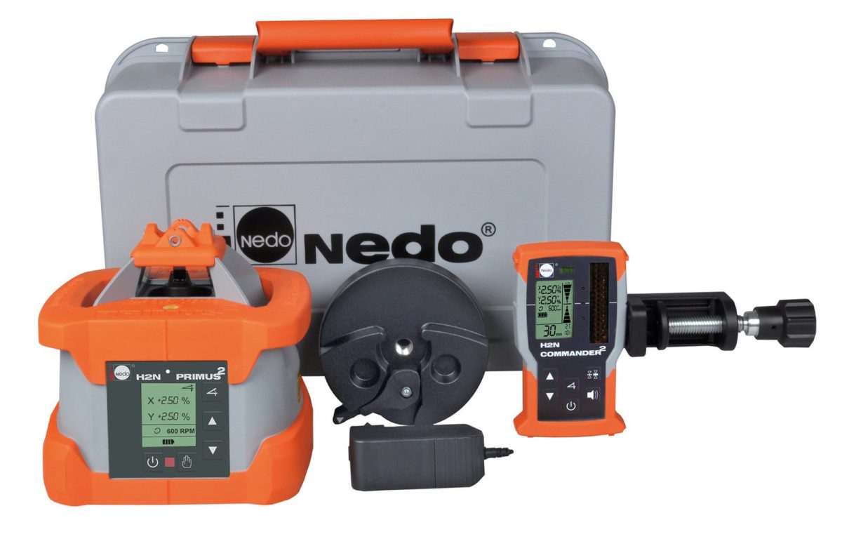 Primus_2_H2n_Lieferumfang-1200x788-1.jpg NEDO PRIMUS 2 H2N mit Commandor 2 – Rotations- / Neigungslaser horizontal – Bild 1